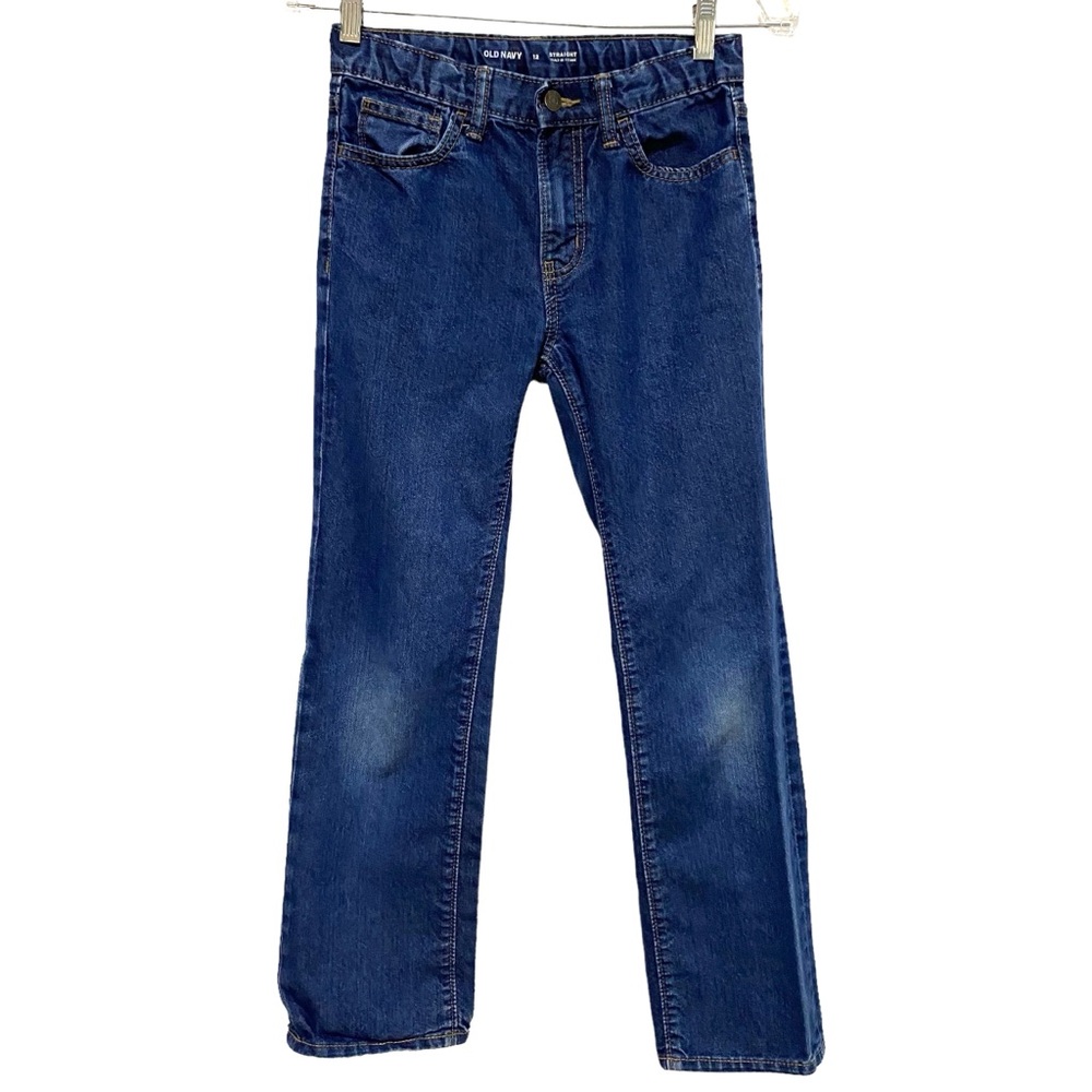 OLD NAVY Jeans Blue Denim Straight Leg Size 12 Adjustable Waist 5-Pocket